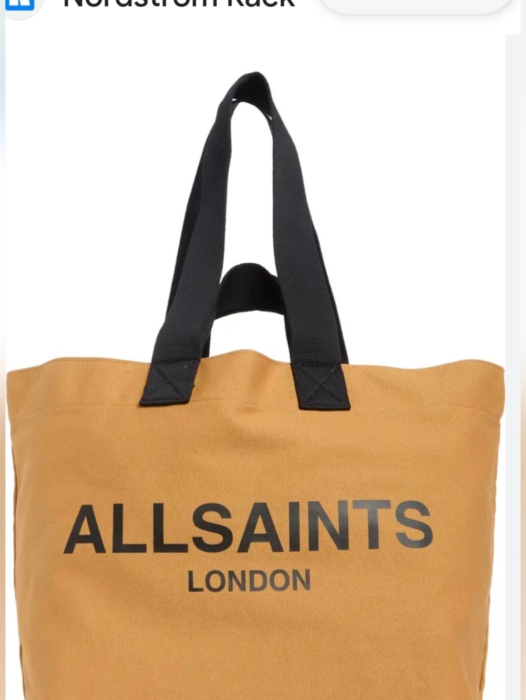 All Saints Tan And Black Logo Canvas Tote